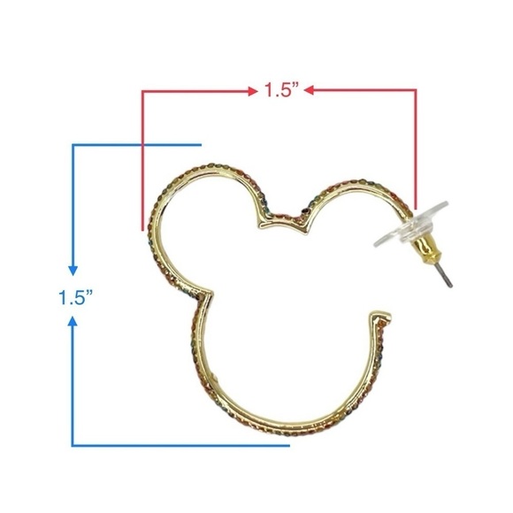 Disney x Baublebar Mickey Mouse Outline Hoop Earrings Rainbow Crystals Gold NWT - Picture 4 of 5